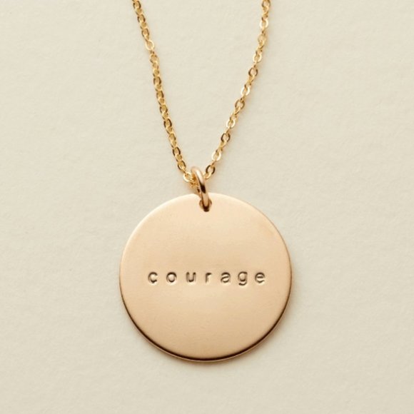 "Courage" Minimalist Mantra/Quote Simple Pendant/Disc Self-Love Gift Nec… - Picture 12 of 12